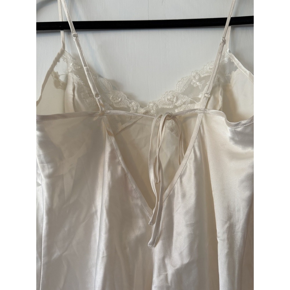 Victoria's Secret Vintage Y2K Ivory Satin Slip Dress Lace Trim Open Back Small - Picture 5 of 8